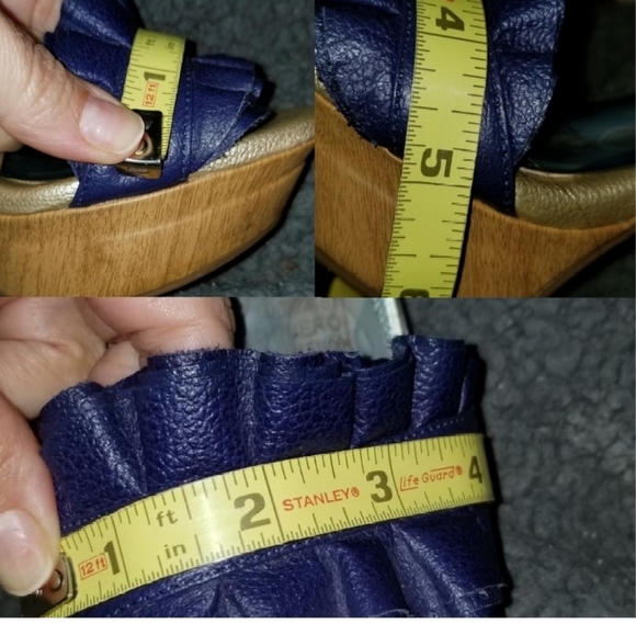 Carolina Cruz Blue Faux Wood Heel Sandals - Picture 12 of 12